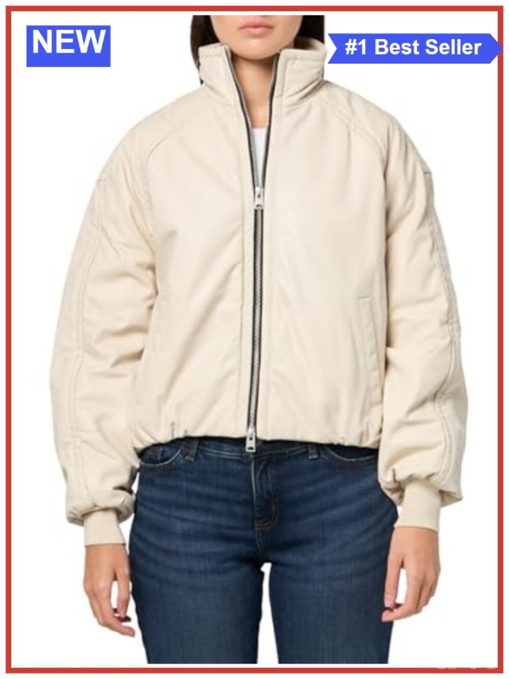 Leather Bomber Jacket Long Sleeve Zipper Slant Pockets Spring Summer